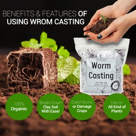 Elm Dirt Worm Castings for Plants - Worm Castings Organic Fertilizer | 100% Organic Plant Food for Houseplants, Gardening, Shrubs & Bushes, Root Growth and Micro Nutrients - Earthworm Casting, 2 lbs