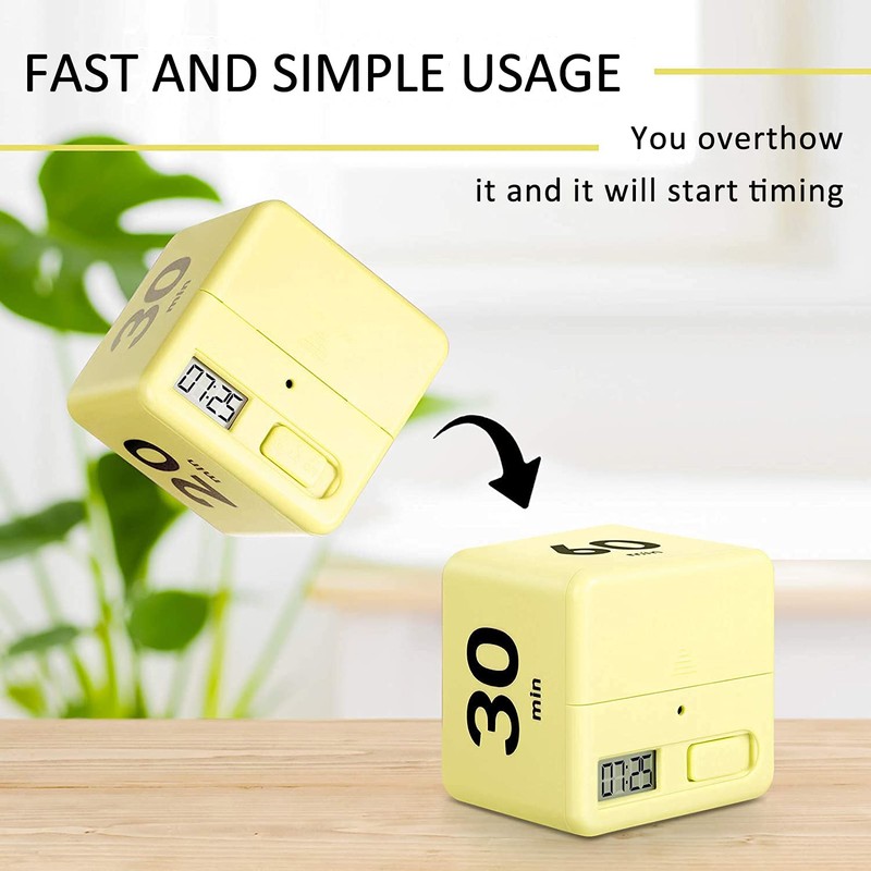 DQDEDIAN Cube Timer, Kitchen Timer with Gravity Flip Countdown Settings