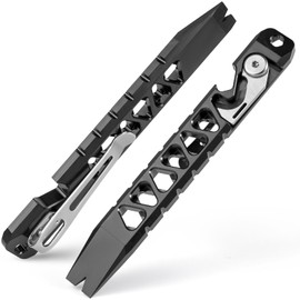 TISUR Titanium EDC Pry Bar, Keychain Pry Bar Multitool With Bottle Opener, Pocket Small Crowbar for Men Outdoor