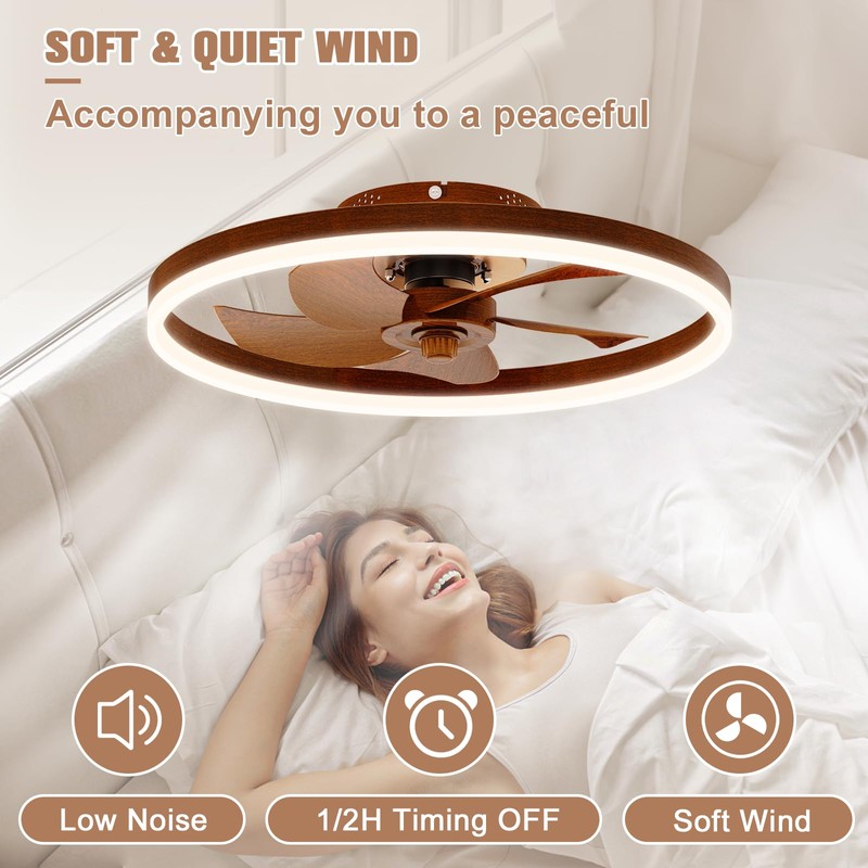 VOLISUN Farmhouse Ceiling Fans with Lights and Remote, 19.7in Low