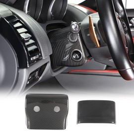 Daeiclru Car Central Control Steering Column Cover Compatible with Jaguar F-Type 2013-2024, Central Control Panel Cover Trim Interior Accessories (Carbon Fiber Pattern)