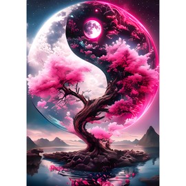 QQYRHN 5D Yin Yang Diamond Painting Kit for Adults Beginners Tai Chi Diamond Art Kits Complete DIY Tree of Life Diamond Embroidery Set Perfect for Relaxation and Decoration 30 x 40 cm