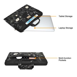 MOSISO Laptop Bag for Women, 15 inch Computer Bag Compatible with MacBook, HP, Dell, Lenovo, Asus, Notebook, 15.6 inch Laptop Messenger Shoulder Bag with Strap, Retro Flower