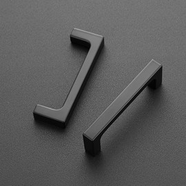 Ravinte 5 Pack 3 inch Hole Centers Matte Black Cabinet Pulls Kitchen Cabinet Handles Solid Drawer Pulls Kitchen Cabinet Hardware Kitchen Flat Black Drawer Handles Square Bar Cabinet Drawer Handles