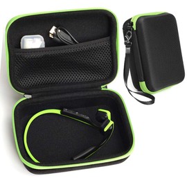 Protective case for Shokz openrun, openrun pro, openrun Mini, openmove, opencomm, Aftershokz Aeropex, OpenMove, Trekz, Trekz Mini, Trekz Air, Bluez 2, 2S; KSCAT (Black with Green Zip)