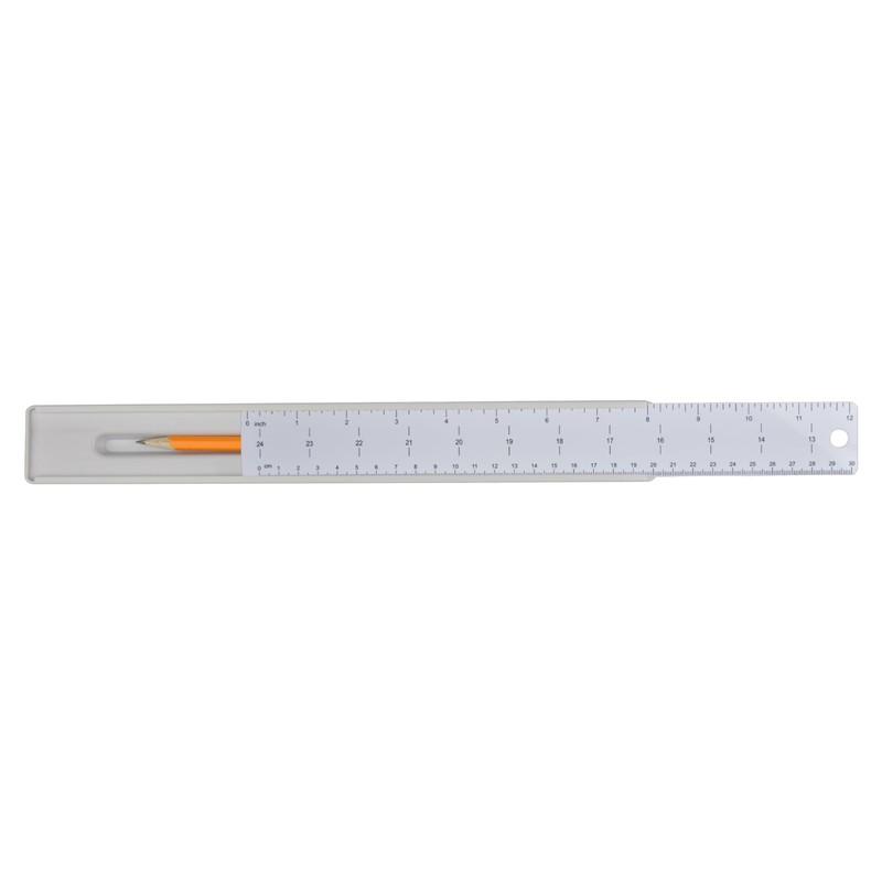 Westcott 17355 12-Inch Ruler Set with Pencil Storage, Innovative Design