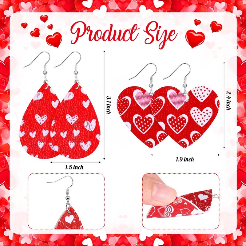 Kigeli 30 Pairs Valentine Leather Earrings for Women Wedding Lightweight