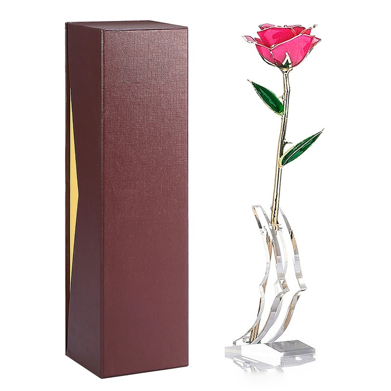 Long Stem Dipped 24k Gold Rose in Gift Box with