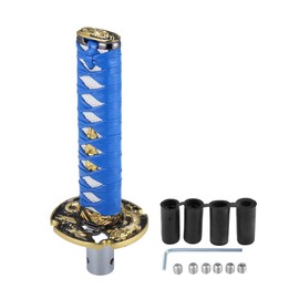 X AUTOHAUX 15cm Samurai Sword Style Gear Shifter Lever Katana Shift Knob Classic Braided Pattern for Manual Automatic at MT Shifter Blue White