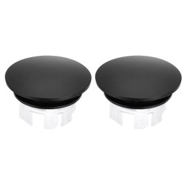 uxcell Sink Trim Overflow Cover, 2Pcs Sink Overflow Rings Bathroom Kitchen Basin Drain Cover Hole Insert in Round Cap, Black