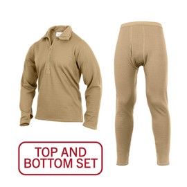 Rothco ECWCS Gen III Mid-Weight Underwear Top & Bottom Set (Level II), Coyote - M