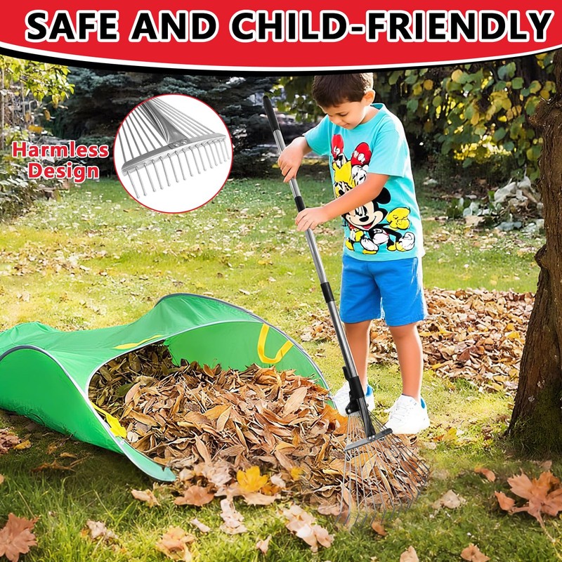 Leaf Rake Adjustable 23" to 75" - Stainless stelel Rake