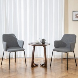 COSTWAY Set of 2 Modern Dining Chairs Living Room w/Curved Backrest Adjustable Foot Pads