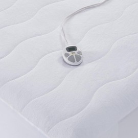 Serta Casual Polyester Plush Top Heated Mattress Pad in White Finish ST55-0187