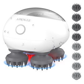 AIBOKEE Electric Scalp Massager, Portable Head Stress Relax,IPX7 Waterproof Rechargeable Head Massager Scalp Stress Relax, Body for Deep Cleansing, Relief, Hair Growth (Silver)