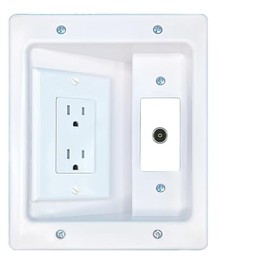 RiteAV TOSLINK Recessed Wall Plate Cable Concealer Management Kit with Power Outlet Hides Cords and Cables