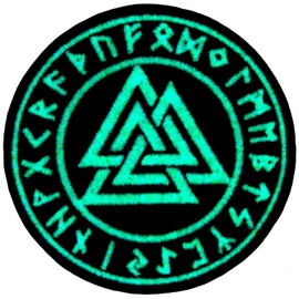 Glow in Dark Valknut Viking Vegvisir Norse Rune Patch Embroidered Badge Morale Applique Fastener Hook and Loop Emblem