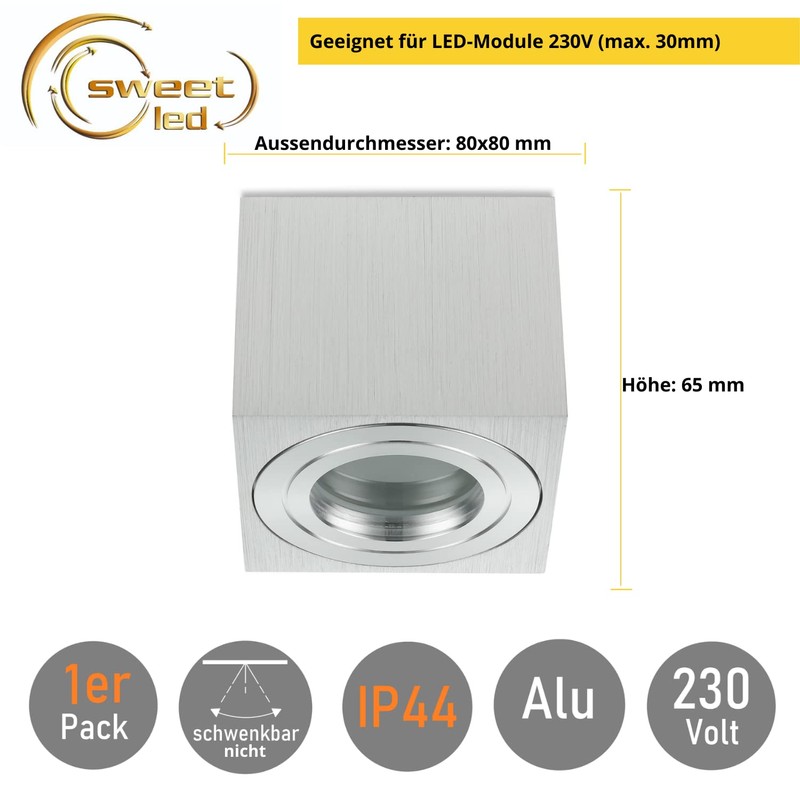 Sweet Led Ceiling Spotlight IP44 Flat Bathroom Aluminium Mounting Frame