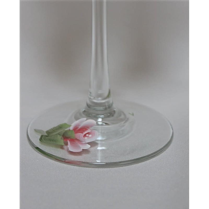 Hand Painted Wine Glasses - Coral Roses (Set of 2)