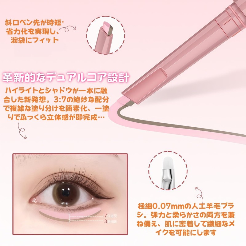 TikTok's Popular 2-Color Tearbag Liner, Shadow Waterproof Pencil, 2-in-1 Teardrop