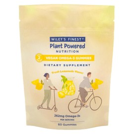 Wileys Finest Gomitas veganas de omega-3 Suplemento vegetariano DHA Omega-3  Sabor a limn, 60 gomitas                                                 