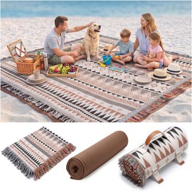 2 in 1 Extra Large Boho Beach Blanket Towel Giant Woven Outdoor Rug Picnic Mat Camping Gear Cruise Essential 2026 Summer Vacation Must Have Travel Accessories Costa Rica Hawaii Trip Stuff