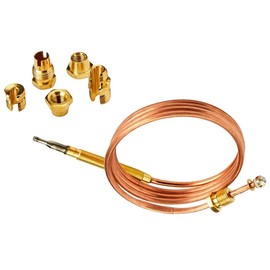 Universal Gas Thermocouple Kit, 23.6inch/600mm, Thermocouple with Nuts, Fireplace Replacement Kit, Adaptors, Sensor for Gas Stove, Fireplace, Heater [Energy Class A+++]