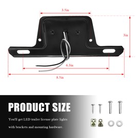 ZNDAW LED License Plate Light, Waterproof 12V DC Lighted Licence Plate Holder with Drainage Hole, Automotive Tail Light ABS Housing License Tag Holder Car Truck RV Trailer Boat (Silver)