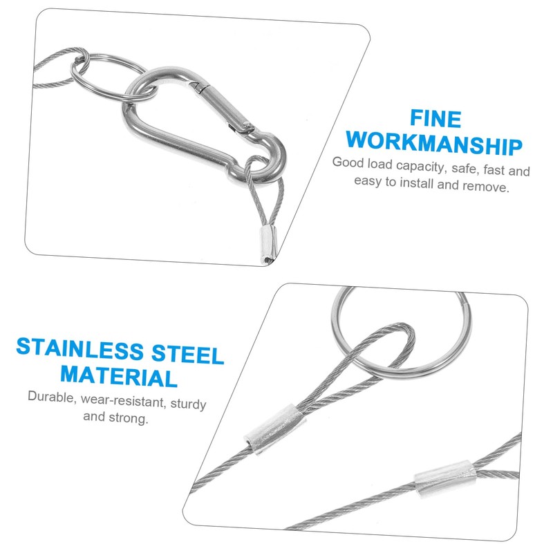 ULTECHNOVO 6-Pack Stainless Steel Tethers Wire-Rope Lanyard Safety Rope for