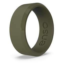 Enso Rings Bevel Classic Silicone Wedding Ring – Hypoallergenic Unisex Wedding Band – Comfortable Band for Active Lifestyle – 8mm Wide, 2.16mm Thick Pine Size: 7