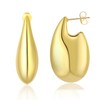 14K Gold Plated Teardrop Chunky Hoop Earrings | Minimalist Lightweight