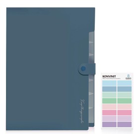 KONVINIT Document Folder A4 Document Bag Coloured Expanding Folder A4 with 8 Compartments Folder with Compartments Folder Folders Made of Plastic, Robust Folder with Motif, Dark Blue