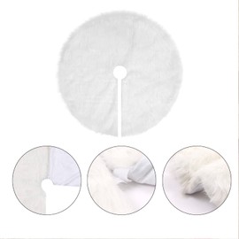 White Christmas Tree Skirt, Tree Skirt Snow White Plush Velvet Christmas Tree Mat Fluffy Faux Fur Tree Skirt for Christmas Tree Party Decorations (White, 30 Inch)