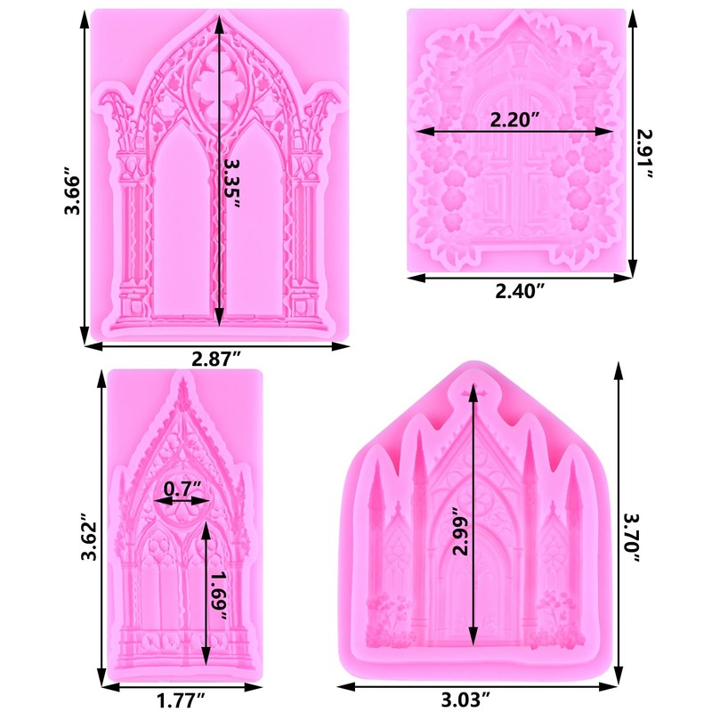 ZiXiang Gothic Window Door Silicone Molds Castle Door Fondant Mold
