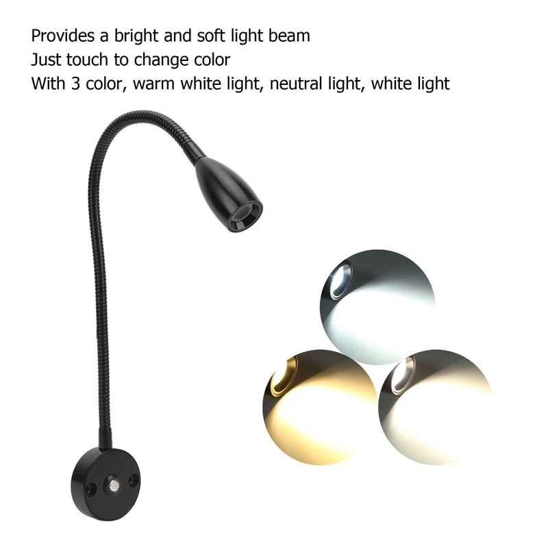 Aramox RV LED Reading Light,12-24V 3W Wall Mount Reading Lamp