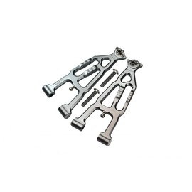 G.P.M. Losi 1/10 Baja Rey 4WD Desert Truck (LOS03008) Tuning Parts Aluminium Front Lower Suspension Arm - 1 Pair Set Grey Silver