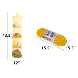 Organiza la suspensión de artículos de almacenamiento, almacenamiento de malla para colgar con 4 compartimentos, mientras organiza perfectamente juguetes infantiles y animales rellenos, 43,5 x 12 cm, 2 unidades, Gris