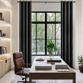 mstexa Black 132 Inch Blackout Curtains for High Ceiling Living Room Extra Long Room Darkening Curtain Thermal Insulated Sun Blocking Luxury Modern Grommet Curtains Privacy Drapes Tall Window 52x132