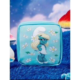 Unbranded New Smurfs SMURFETTE Pouch Make Up Bag BLUE Zipper Wallet FLOWERS Daisy