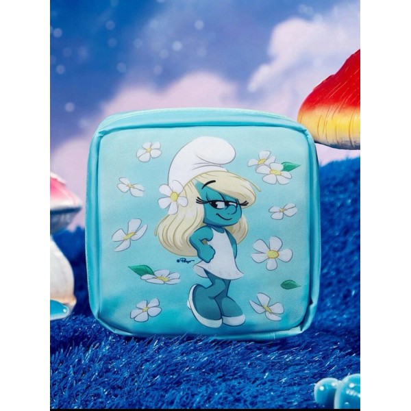 Unbranded New Smurfs SMURFETTE Pouch Make Up Bag BLUE Zipper