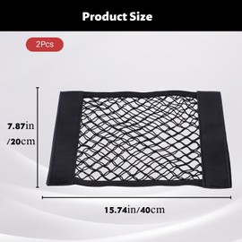 Kofferraum Netz mit Klettverschluss, Elastisches Kofferraumnetz Universal für Auto/SUV, Strapazierfähiges Gepäcknetz zur Aufbewahrung und Organisation 2er Set (40x25 cm)