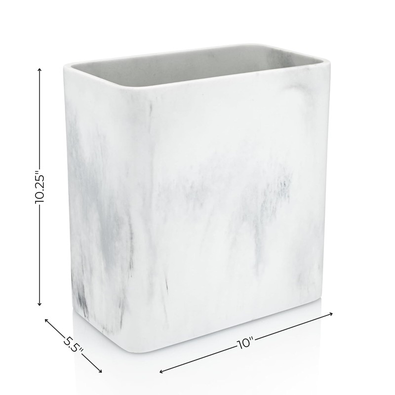 Essentra Home Marble Rectangular Trash Can for Home Office, Bedroom,