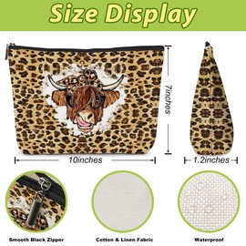 EIXU Vintage Western Makeup Bag Leopard Cow Print Stuff Cosmetic Bag Western Stuff Gifts for Women Cute Cow Lovers Christmas Graduation Thank You Gifts Friendship Gifts for Female Mom Coworker Sister