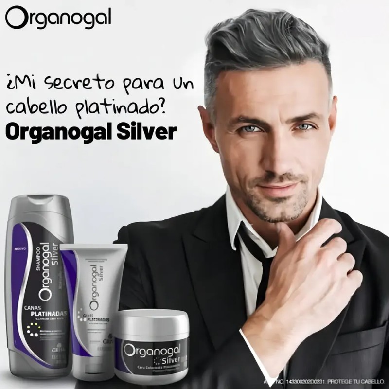 Organogal Silver Shampoo Y Tratamiento Crema Canas Platinada
