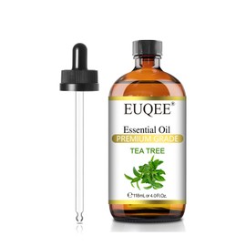 EUQEE Tea Tree Essential Oil 4Fl.Oz Pure Tea Tree Oil with Glass Dropper for Aromatherapy, Diffuser, Soap Making, DIY Soap - 118ml