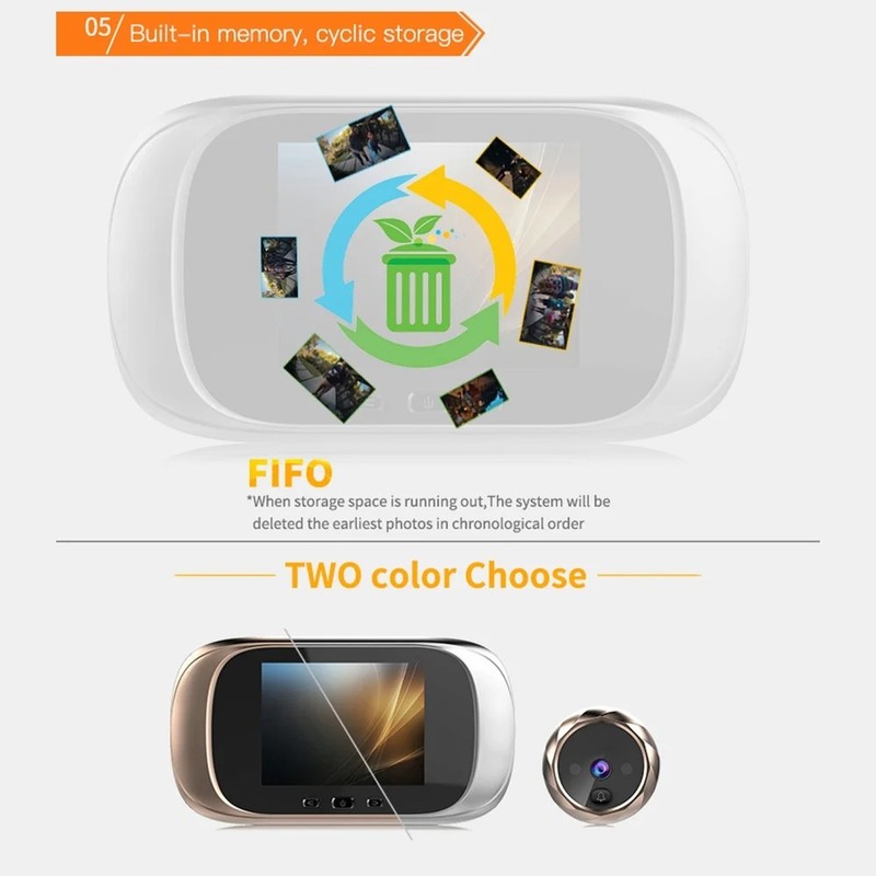 Toolzia 2.8 Inch Video Doorbell Peephole Camera with 90-Degree Wide