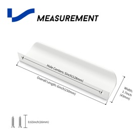 LONTAN Pack of 10 Cabinet Handles, White, Furniture Handles, 128 mm, Hole Spacing, Kitchen Handles, Door Handles, Hidden Cabinet Handles, Concealed Drawer Handles, Handles for Kitchen Cabinet, White