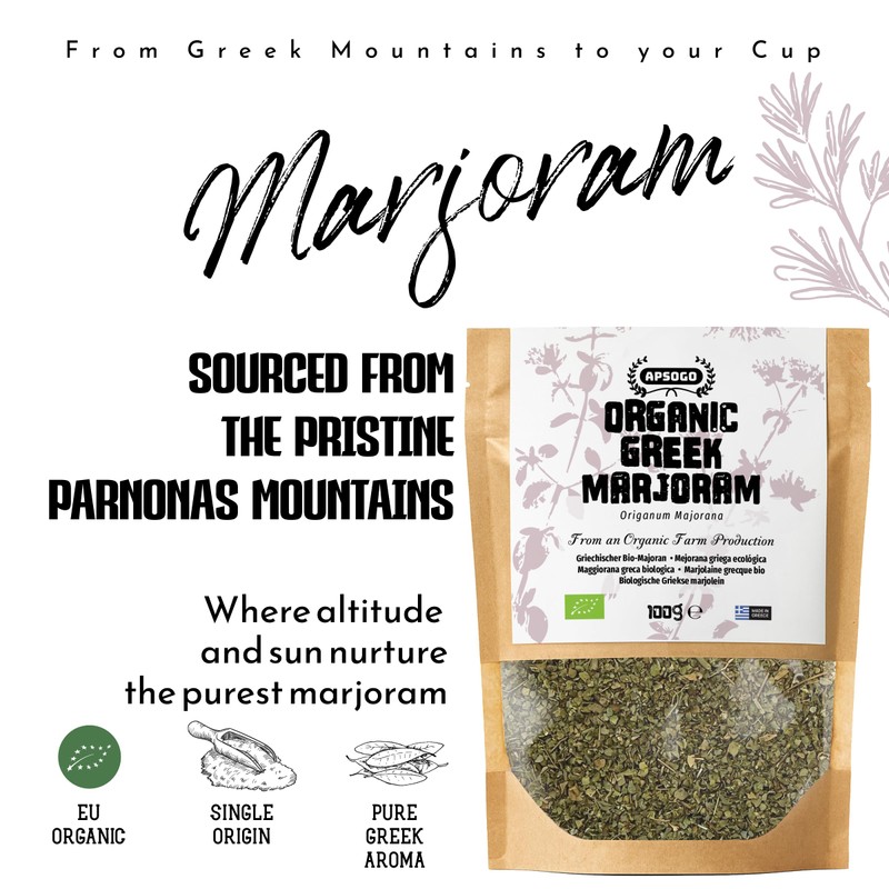APSOGO Organic Marjoram Herbal Tea - Premium Greek Loose Leaf