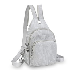 Mini Backpack for Women Small Backpack Purse Ladies PU Leather Bookbag Chest Pack (silvery)