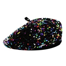 Eilova Orityle Women Beret Hat Glitter Sequins French Style Beanie Cap Adjustable Fashion Shimmer Hat for Girls Ladies Multicoloured